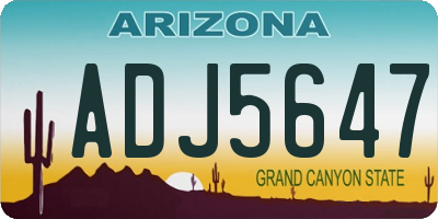 AZ license plate ADJ5647