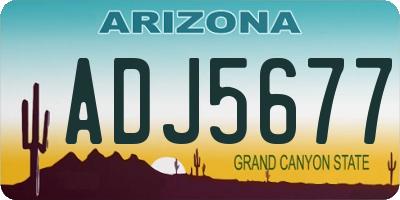 AZ license plate ADJ5677