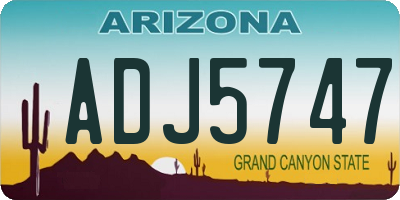 AZ license plate ADJ5747
