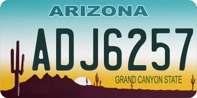 AZ license plate ADJ6257