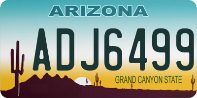 AZ license plate ADJ6499