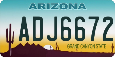 AZ license plate ADJ6672