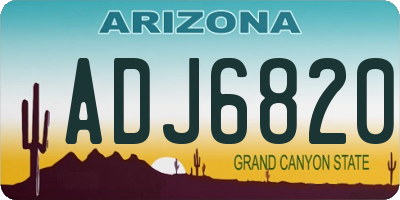 AZ license plate ADJ6820