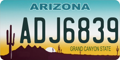 AZ license plate ADJ6839