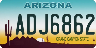 AZ license plate ADJ6862