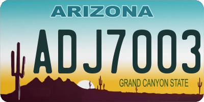 AZ license plate ADJ7003