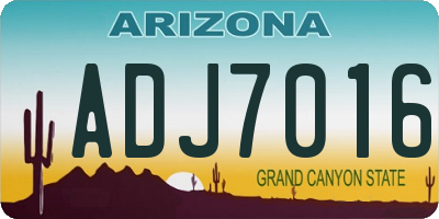 AZ license plate ADJ7016