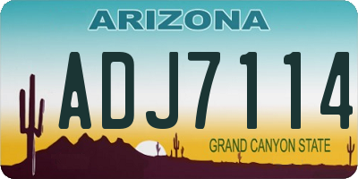 AZ license plate ADJ7114