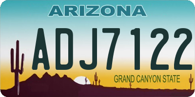 AZ license plate ADJ7122