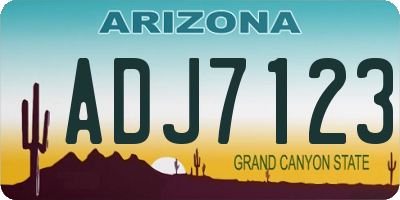 AZ license plate ADJ7123