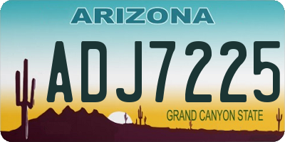AZ license plate ADJ7225