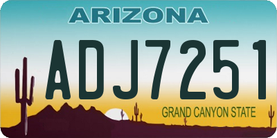 AZ license plate ADJ7251