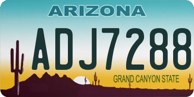AZ license plate ADJ7288