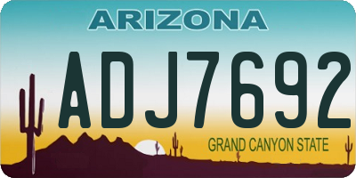 AZ license plate ADJ7692