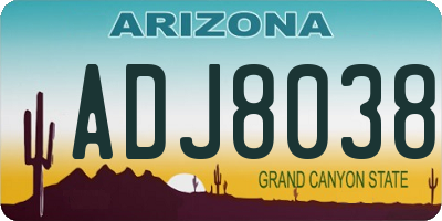 AZ license plate ADJ8038