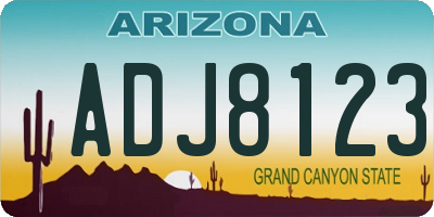 AZ license plate ADJ8123
