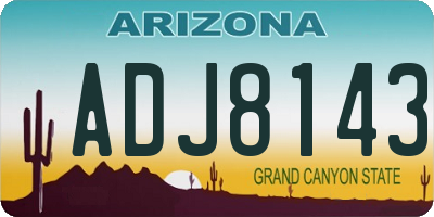 AZ license plate ADJ8143