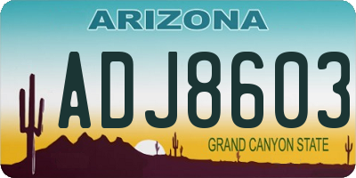 AZ license plate ADJ8603