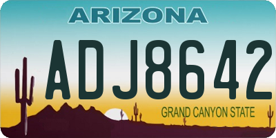 AZ license plate ADJ8642