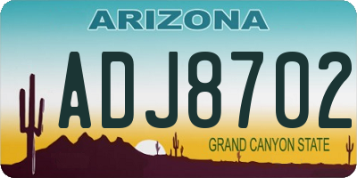 AZ license plate ADJ8702