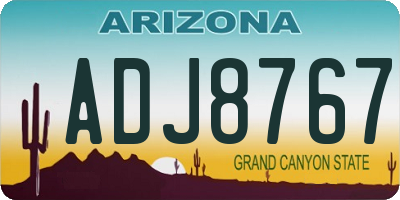 AZ license plate ADJ8767