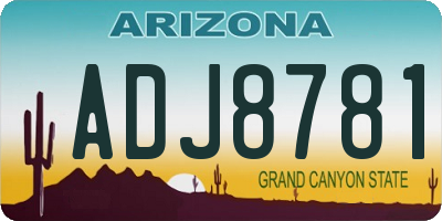AZ license plate ADJ8781