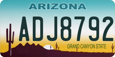 AZ license plate ADJ8792