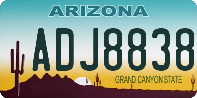 AZ license plate ADJ8838