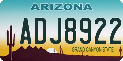 AZ license plate ADJ8922