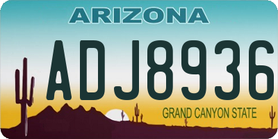 AZ license plate ADJ8936
