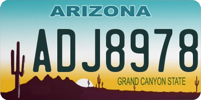 AZ license plate ADJ8978