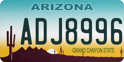 AZ license plate ADJ8996