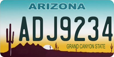 AZ license plate ADJ9234