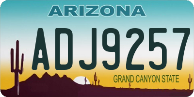 AZ license plate ADJ9257