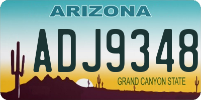 AZ license plate ADJ9348