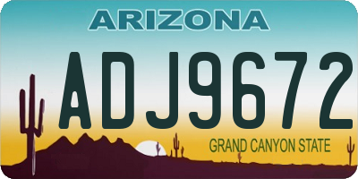 AZ license plate ADJ9672