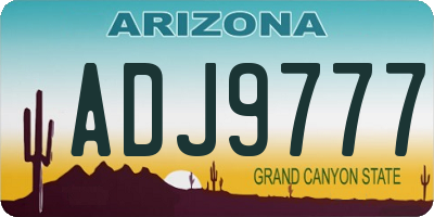 AZ license plate ADJ9777