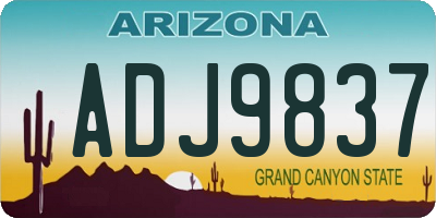 AZ license plate ADJ9837