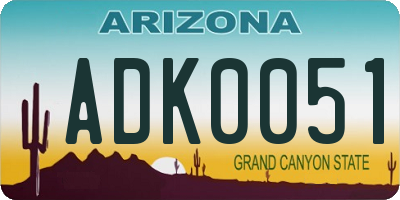 AZ license plate ADK0051