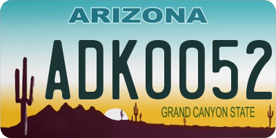 AZ license plate ADK0052