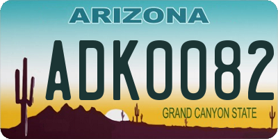 AZ license plate ADK0082