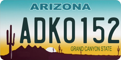 AZ license plate ADK0152
