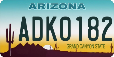 AZ license plate ADK0182