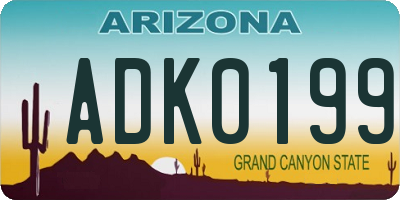 AZ license plate ADK0199