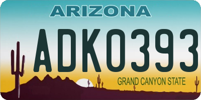 AZ license plate ADK0393