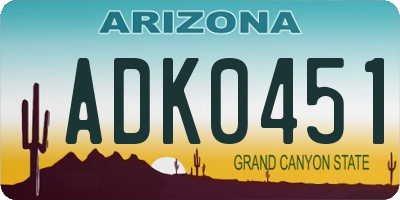 AZ license plate ADK0451