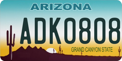 AZ license plate ADK0808