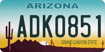 AZ license plate ADK0851