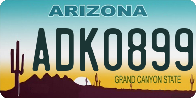 AZ license plate ADK0899