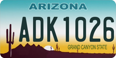 AZ license plate ADK1026